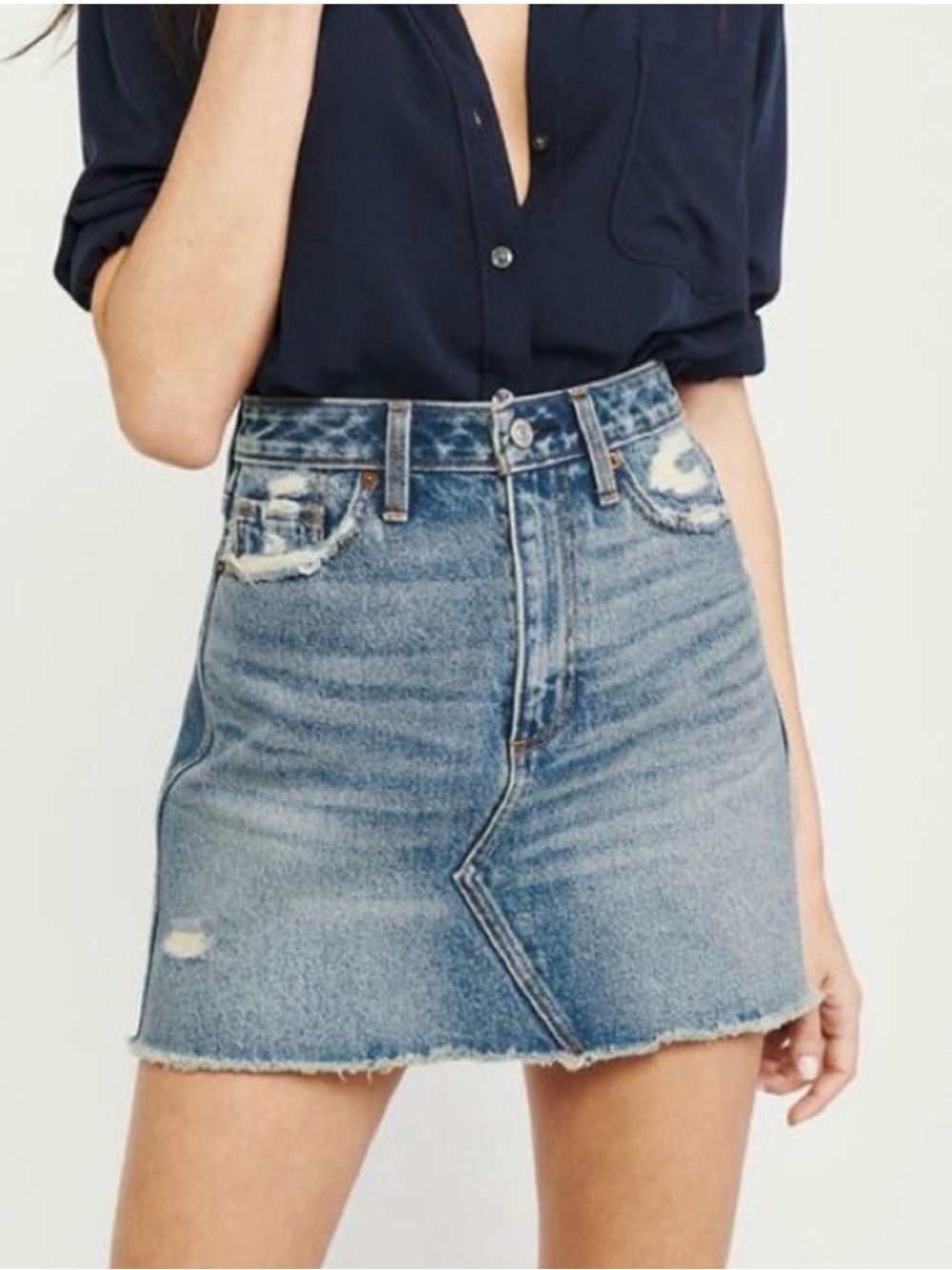 Abercrombie & Fitch Curve Love Ultra High Rise Denim Mini Skirt Size 27/4